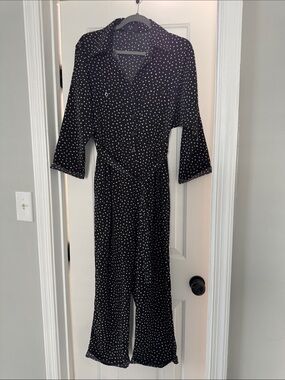 Black Polka Dot Jumpsuit with Tie Waist